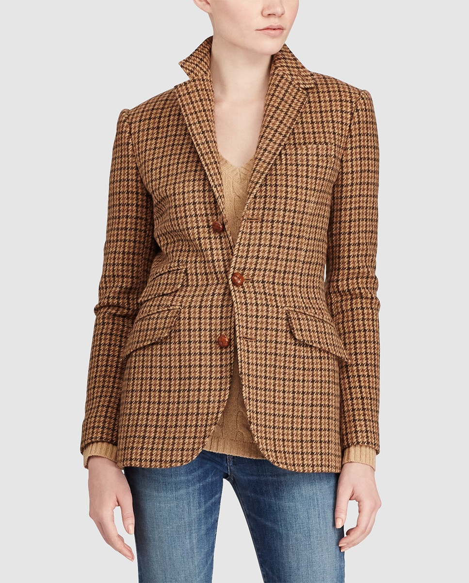 Polo Ralph Lauren women's brown hound'stooth check blazer · Polo Ralph