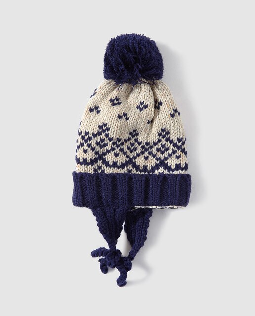 Brotes Baby Boys Stone And Navy Jacquard Hat With A Pompom Brotes Fashion El Corte Ingles