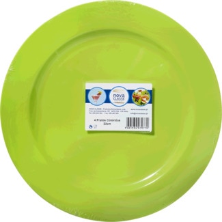 Nova Classe Pratos Coloridos Verde 23 cm embalagem 4 unidades