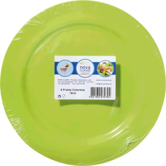 Nova Classe Pratos Coloridos Verde 19 cm embalagem 6 unidades