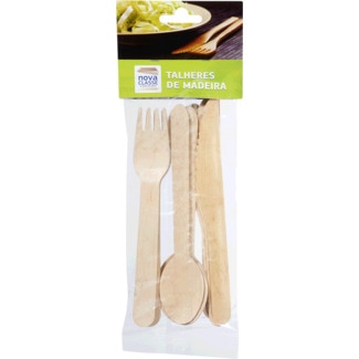 Nova Classe Talheres de Madeira embalagem 12 unidades