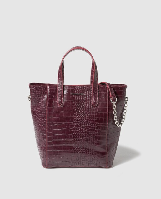 burgundy mock croc bag