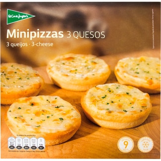 EL CORTE INGLES mini pizza 3 quesos 9 unidades caja 270 g