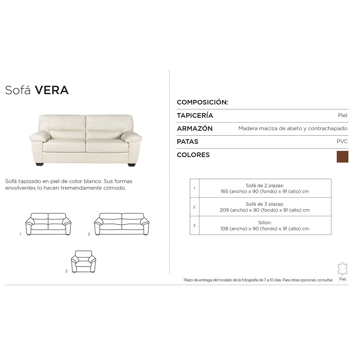 Poltrona de pele Vera El Corte Inglés Branco CAT A0BL-4