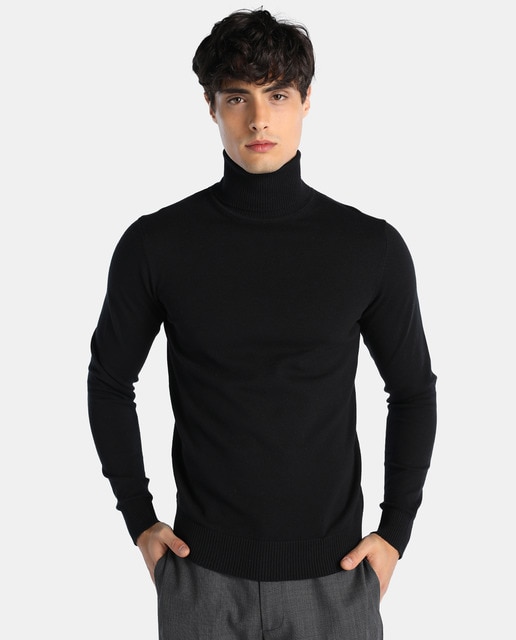 black mock neck mens