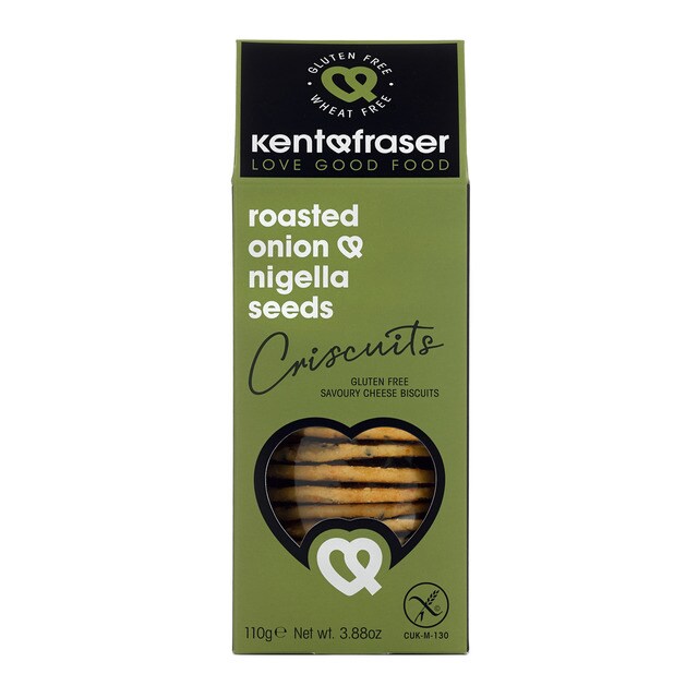 Kent & Fraser gluten-free roasted onion and nigella seeds savoury biscuits