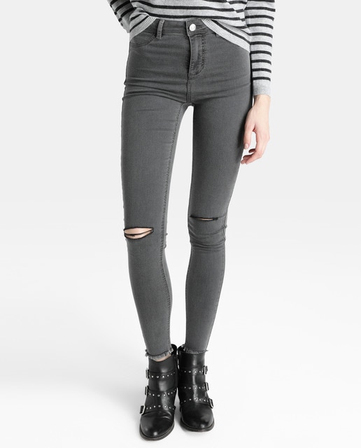 grey ripped jeggings