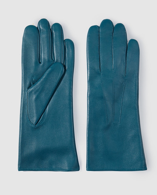 green leather gloves