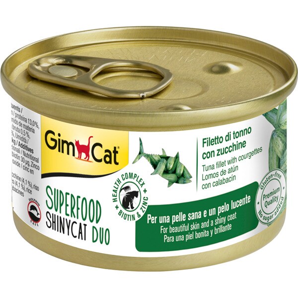 Shinycat Duo Feuchtfutter für Katzen mit Thunfisch und Zucchini Dose 70 g