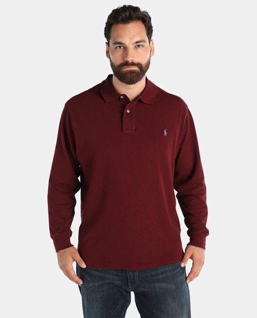 maroon ralph lauren long sleeve polo