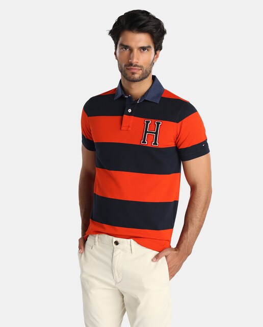 tommy hilfiger men's striped polo t shirt
