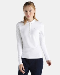 white long sleeve polo shirt womens