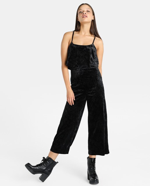 velvet cropped jumpsuit
