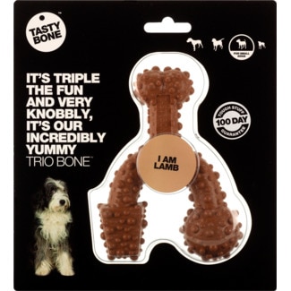 Tasty Bone Brinquedo para Cão Pequeno Trio Bone de Cordeiro embalagem 1 unidade