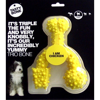 Tasty Bone Brinquedo para Cão Largo Trio Bone de Galinha embalagem 1 unidade