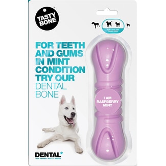 Tasty Bone Brinquedo para Cão Pequeno e Largo Dental de Hortelã e Framboesa embalagem 1 unidade