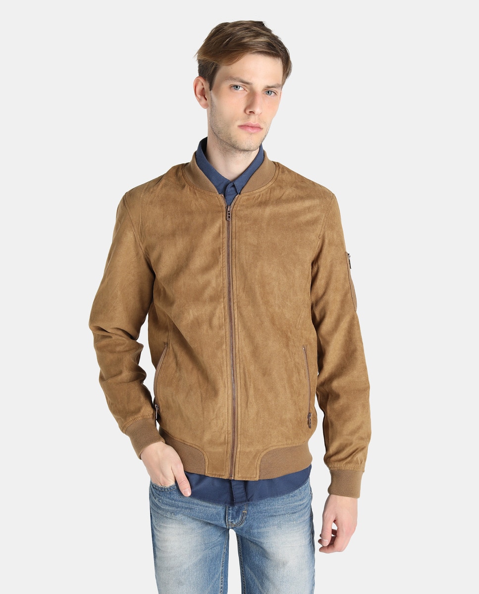 Cazadora bomber de hombre Green Coast marrón de antelina · Green Coast