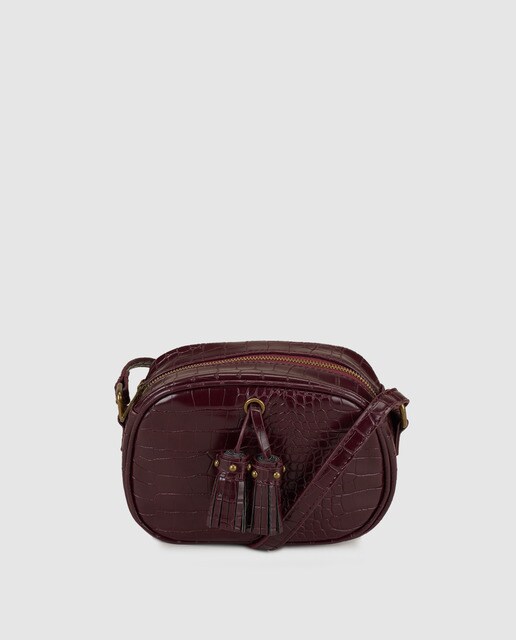 burgundy mock croc bag