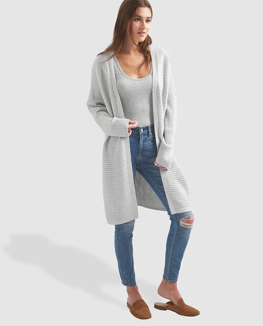 Chaqueta Canalé Larga El Punto De Moda Gap · Mujer qrAB4WqzP