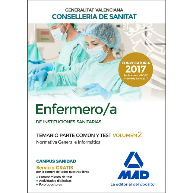 Enfermero/a de instituciones sanitarias de la conselleria de sanitat de la generalitat valenciana temario parte común y test volumen 2. Normativa general e informática.pdf