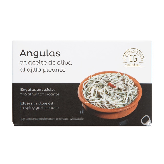 Angulas en aceite de oliva al ajillo picante Club del Gourmet