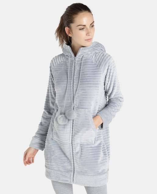 womens short grey dressing gown