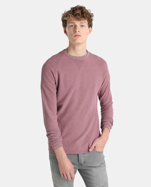 mens purple crew neck sweater