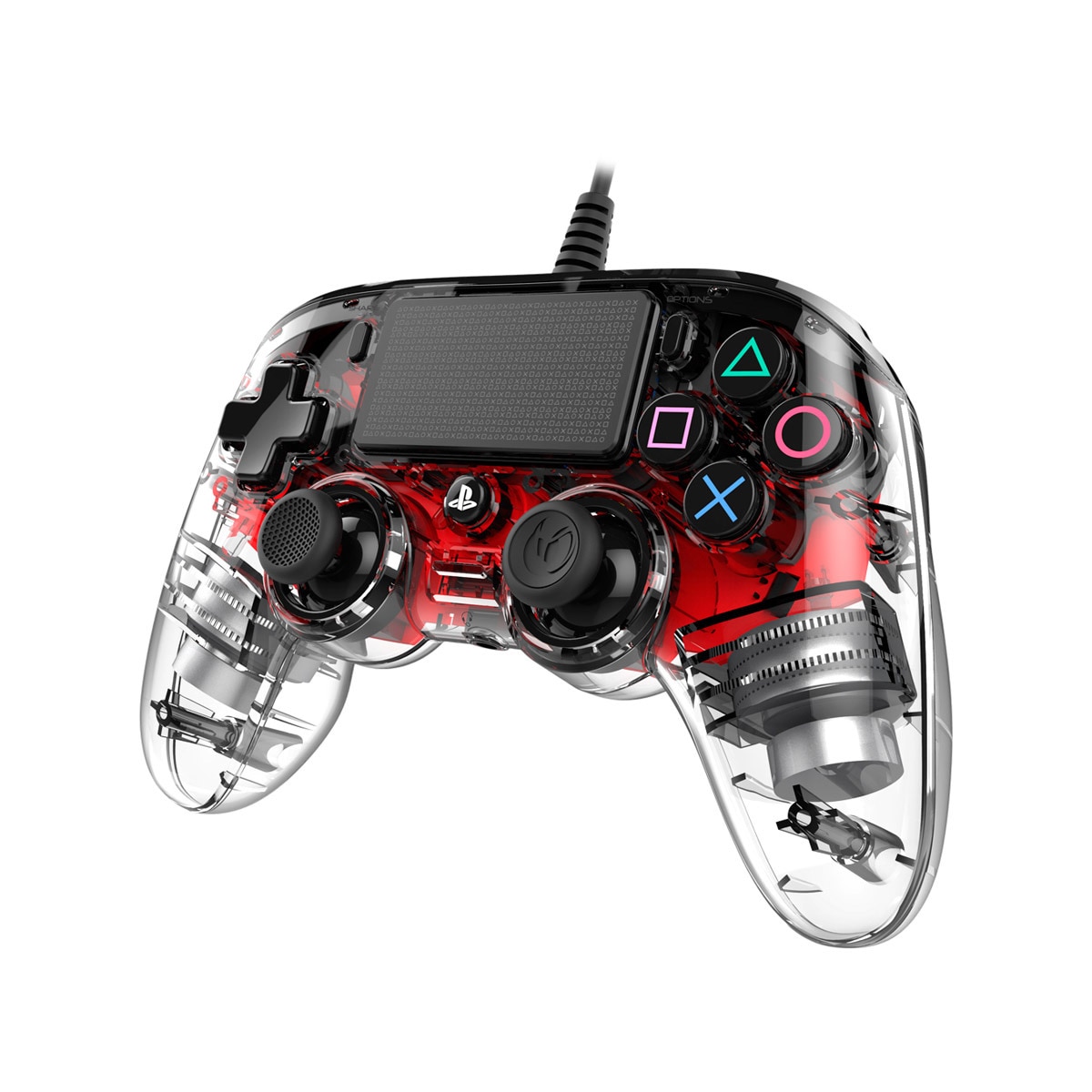 Comando Wired Compact Controller Iluminado Vermelho Transparente - PlayStation 4 3