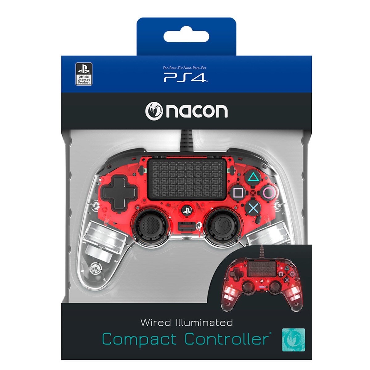Comando Wired Compact Controller Iluminado Vermelho Transparente - PlayStation 4 7