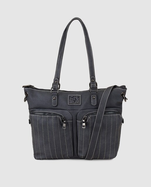 Large black tote bag with long strap Clearance