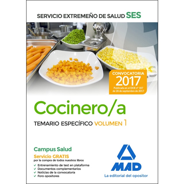 Cocinero/a del Servicio Extremeño de Salud (SES). Temario Específico Vol. 1 (Tapa blanda)