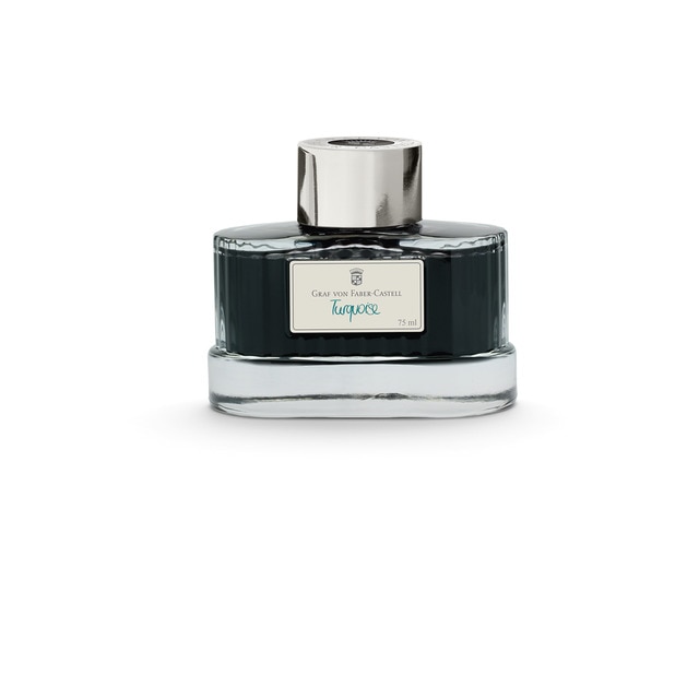 Tintero de Vidrio de 75 ml Graf von Faber-Castell Turquesa.