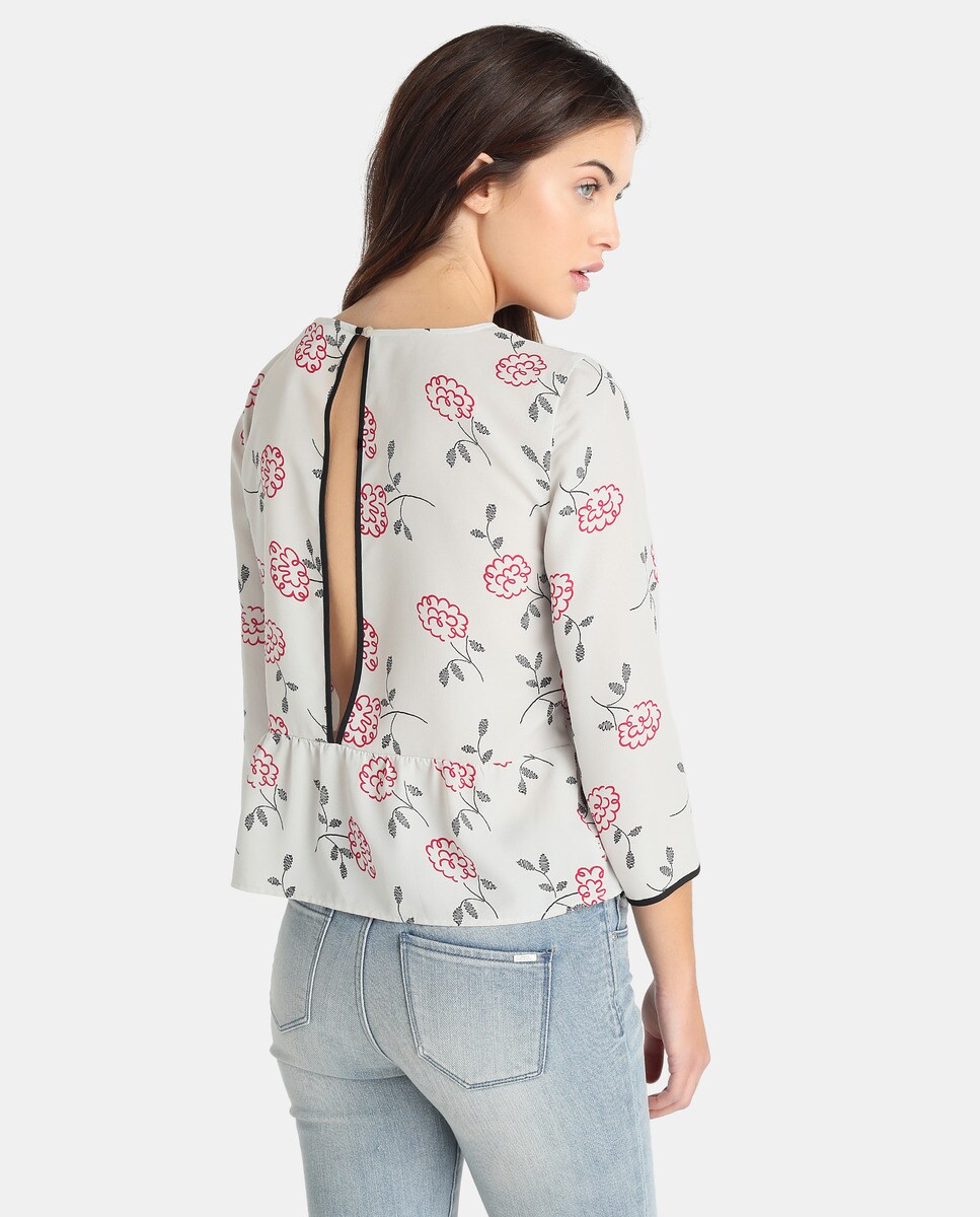 Blusa De Con Flores Armani Exchange Mujer Y Volante OXiuwPTkZ