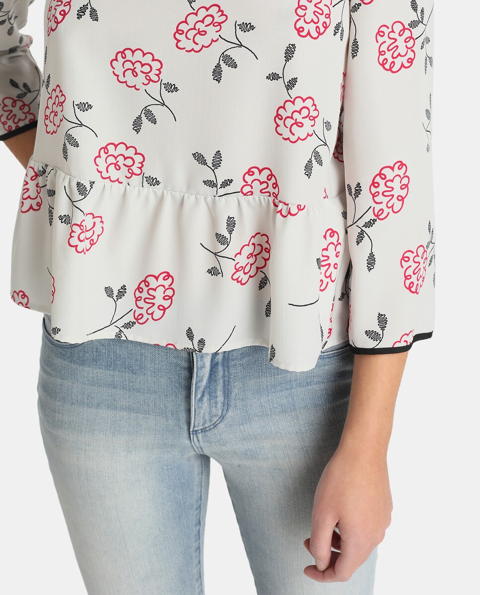 Blusa De Con Flores Armani Exchange Mujer Y Volante OXiuwPTkZ