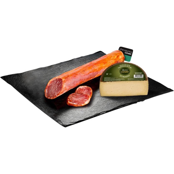 COVAP Esenciaúnica lomo de cebo de campo ibérico 50% raza ibérica pieza 600 g + 1/2 pieza de queso curado de oveja Merina 1,4 kg aprox
