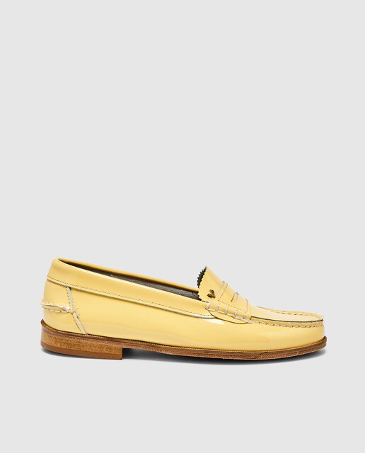 women's yellow leather loafers