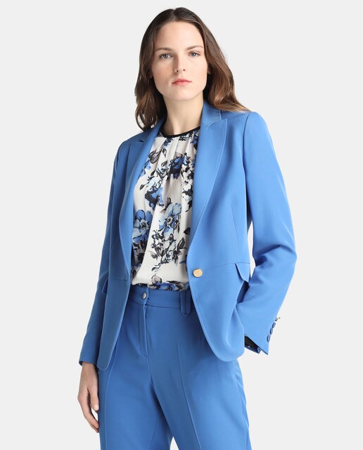 Botón Yera Con De Blazer · Mujer Moda Azul El Cierre tvHwqF
