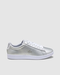 lacoste silver trainers