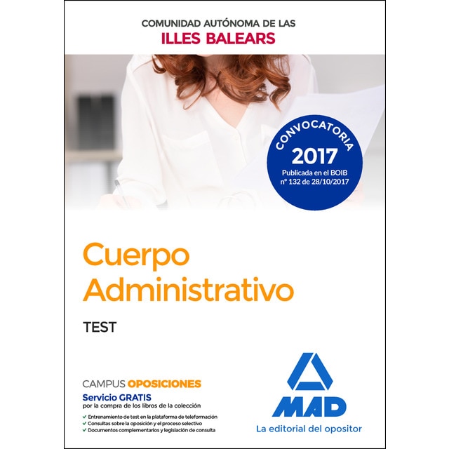 Cuerpo administrativo de la de la comunidad autónoma de las illes balears. Test (Tapa blanda)