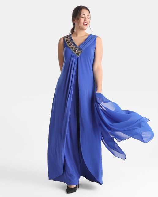 vestido azul de mujer talla grande couchel con lentejuelas · couchel