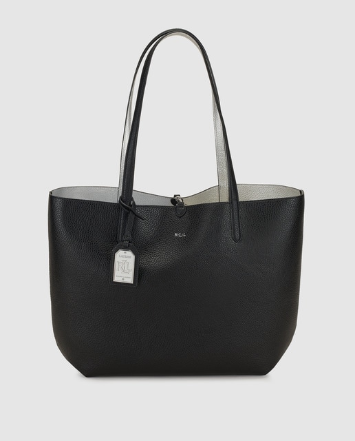 black and silver tote bag