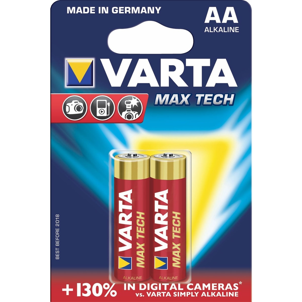 Imagem 0 de Pilhas Alcalinas Varta Max Tech, AA 1.5V - 2 Unidades