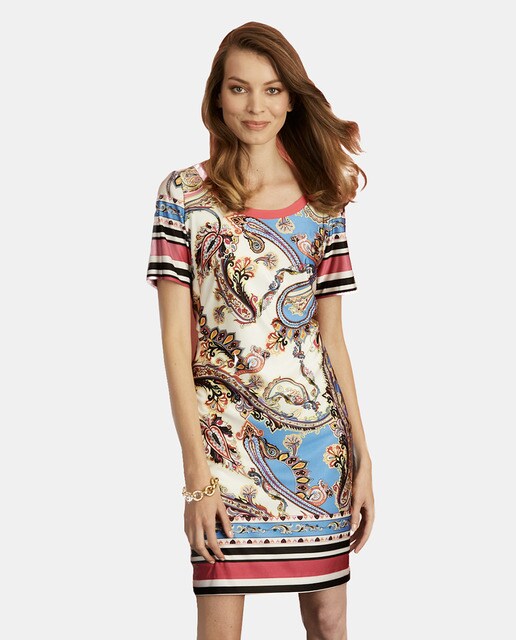 vestido estampado de mujer carmela rosso con manga corta · carmela
