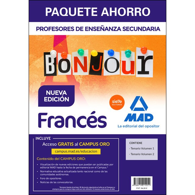 Paquete Ahorro Francés Cuerpo de Profesores de Enseñanza Secundaria (Tapa blanda)