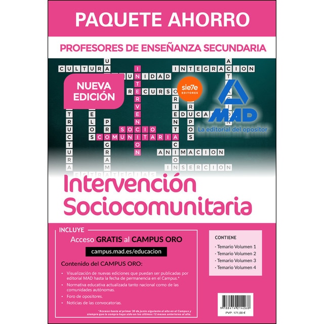Paquete Ahorro Intervención Sociocomunitaria Cuerpo de Profesores de Enseñanza Secundaria (Tapa blanda)