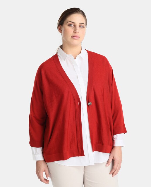 women's plus size red cardigan