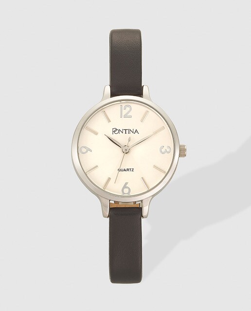Montre femme Pontina cuir synthétique noire