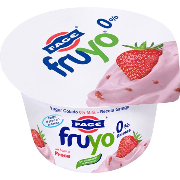 Fruyo yogur griego desnatado 0 m.g. con trozos de fresa envase 170 g
