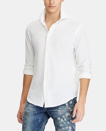 ralph lauren pique shirt white