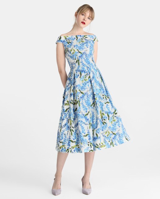 vestido de mujer fiesta el corte inglés con jacquard floral y